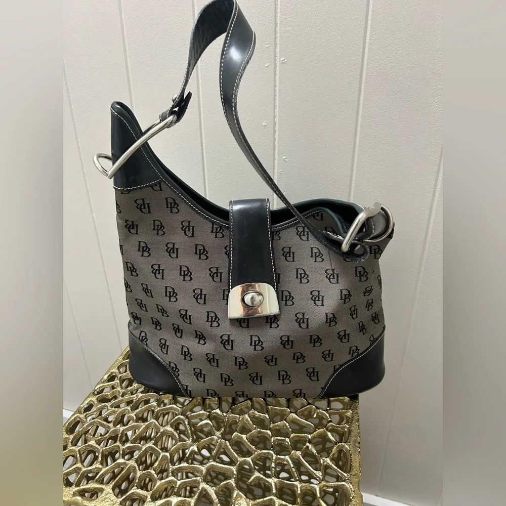 Dooney & Bourke Black and Gray Monogram Shoulder Bag
